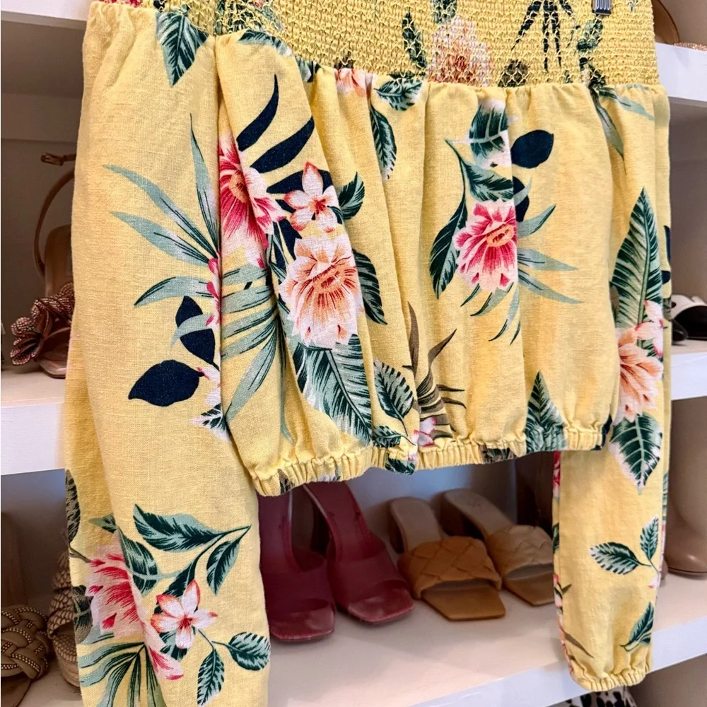 Guess Yellow Floral Off-Shoulder Blouse - Picture 3 of 4